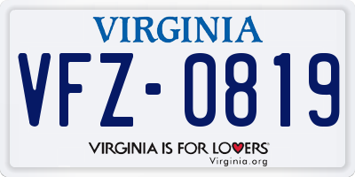 VA license plate VFZ0819