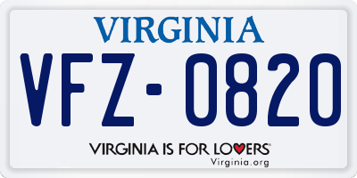 VA license plate VFZ0820
