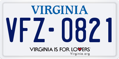 VA license plate VFZ0821