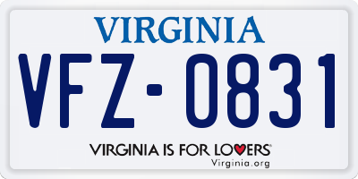VA license plate VFZ0831