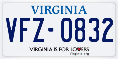 VA license plate VFZ0832