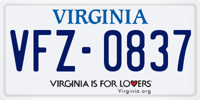 VA license plate VFZ0837