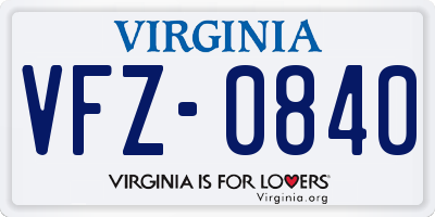 VA license plate VFZ0840