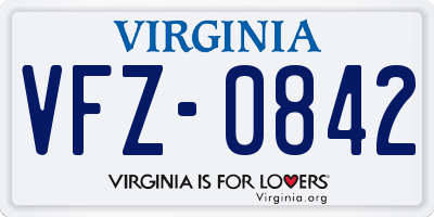 VA license plate VFZ0842