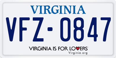 VA license plate VFZ0847