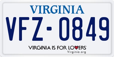 VA license plate VFZ0849