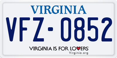 VA license plate VFZ0852
