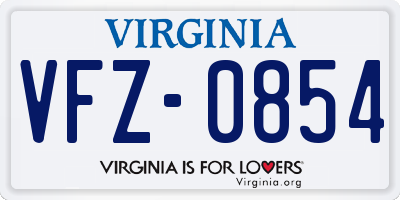 VA license plate VFZ0854