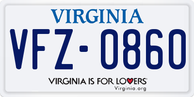 VA license plate VFZ0860