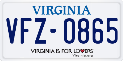 VA license plate VFZ0865