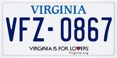 VA license plate VFZ0867