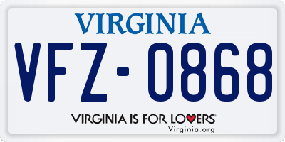 VA license plate VFZ0868