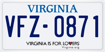 VA license plate VFZ0871