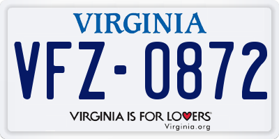 VA license plate VFZ0872