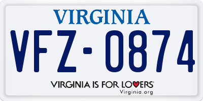 VA license plate VFZ0874