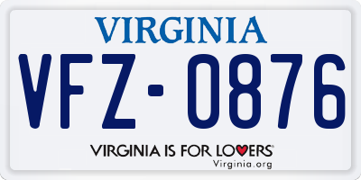 VA license plate VFZ0876