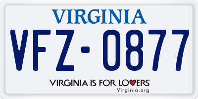 VA license plate VFZ0877