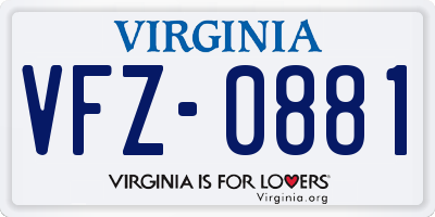 VA license plate VFZ0881