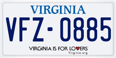 VA license plate VFZ0885