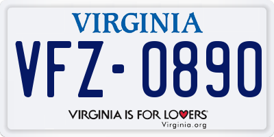VA license plate VFZ0890