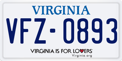 VA license plate VFZ0893