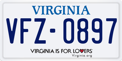 VA license plate VFZ0897