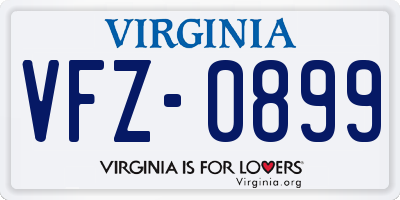 VA license plate VFZ0899