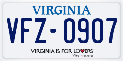 VA license plate VFZ0907