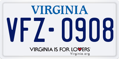 VA license plate VFZ0908
