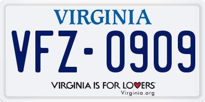VA license plate VFZ0909