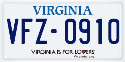 VA license plate VFZ0910