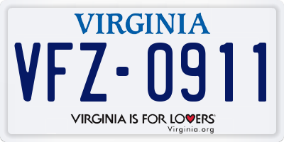 VA license plate VFZ0911