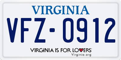 VA license plate VFZ0912