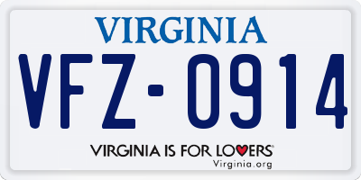 VA license plate VFZ0914