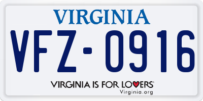 VA license plate VFZ0916