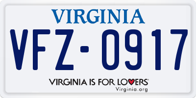 VA license plate VFZ0917