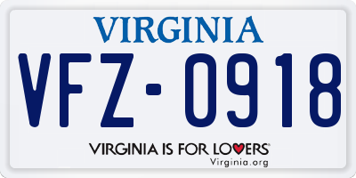 VA license plate VFZ0918