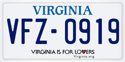 VA license plate VFZ0919