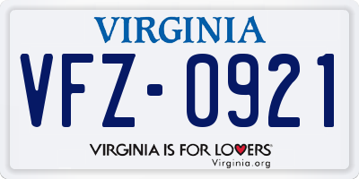 VA license plate VFZ0921