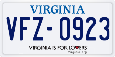 VA license plate VFZ0923