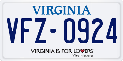VA license plate VFZ0924