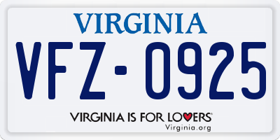 VA license plate VFZ0925