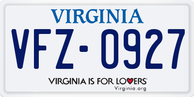 VA license plate VFZ0927