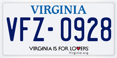 VA license plate VFZ0928