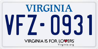VA license plate VFZ0931