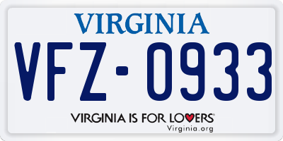 VA license plate VFZ0933