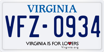 VA license plate VFZ0934