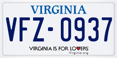 VA license plate VFZ0937