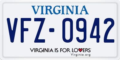 VA license plate VFZ0942