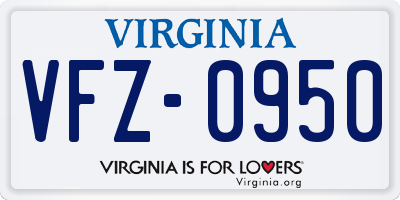 VA license plate VFZ0950